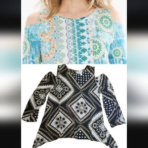 Chico's-Cold-Shoulder Chain Print Tunic Size 2 (US L)